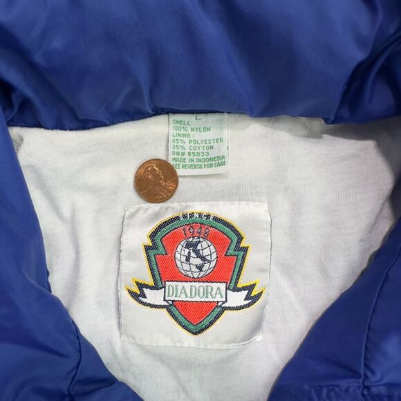 Diadora Track Jacket Men’s Large Blue White Vintage 90s Windbreaker Nylon - Picture 3 of 5